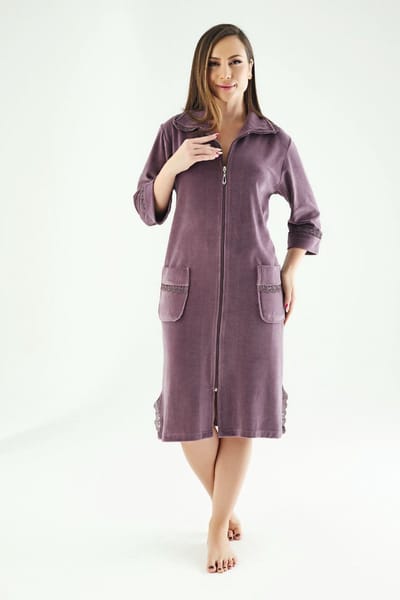 Dames Rits Badjas/Ochtendjas / Lila / maat M