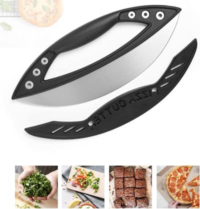 Ronde RVS Pizza Snijder met Beschermende Hoes voor Keuken en Professioneel Gebruik, Ideaal voor Salades en Pizza's