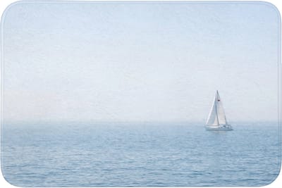 Badmat 90x60 cm - Antislip - Horizon - Zeilboot - Zee - Badmatten voor badkamer - Badkamermat - Douchemat - Badkamer mat