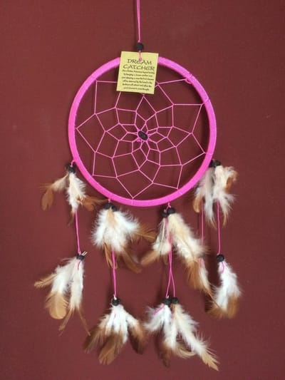 Dromenvanger / Dreamcatcher Ø18cm zonder kleintjes  - donkerroze
