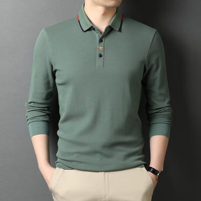 Nieuwe Heren POLO Shirts met Borduurwerk voor Lente en Herfst voor Jonge en Middelbare Mannen Casual Tops T-shirts met Lange Mouwen voor Heren XXXL gray