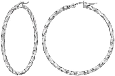 Joy Ibiza - oorbellen 40 mm - oorringen twist / gedraaid - 2.5 x 40 mm - Franse sluiting - chirurgisch staal - ip/pvd