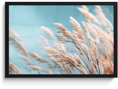 Poster in lijst - Fotolijst 60x40 cm - Posters - Siergras - Wind - Lichtbruin - Posterlijst zwart - Decoratie - Wanddecoratie woonkamer - Muurdecoratie slaapkamer