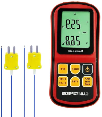 Dual-Channel LCD Thermocouple Thermometer voor Nauwkeurige Temperatuurmeting van -150 tot 1800℃ met Backlight en ATC Functie