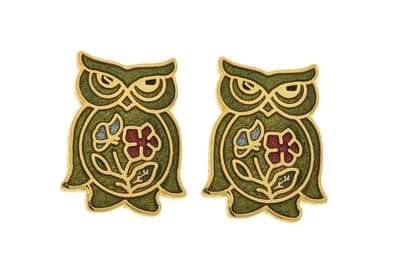 Behave - Oorringen dames - uilenmotief - groen - 1,5 cm