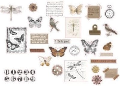 Vintage stickers - A time remembered - 64 stuks - Sticker voor o.a. Bulletjournal, scrapbooking of het maken van kaarten