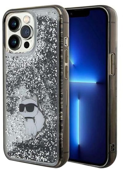 Karl Lagerfeld, Hoesje geschikt voor iPhone 13 Pro Max - Choupette Glitter Elegant, Transparant