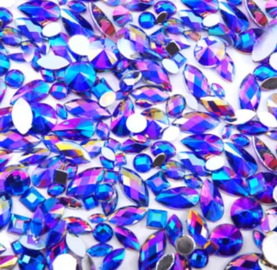 BamBella® - 300 stuks - Plak Steentjes - donker blauw mix- strass stenen glitters nail art kleding versieren