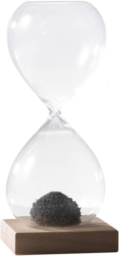 Magnetische Zandloper - Decoratieve Timer - Koken & Spelletjes - Unieke Zandpatronen - Hoogte 16 cm - Grijs