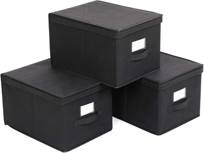 Famanu - Organizers set van 3 multifunctioneel opbergbox mand 40x30x25cm zwart