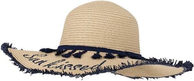 Strandhoed Zonnehoed Beige-Blauw. Maat: M