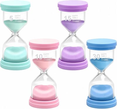 SnelShoppen - Uurglas Set 4 Kleurige Uurglazen voor Kinderen, 5/10/15/30 Minuten, Eieren Bel Set, Timer, Uurglas voor Keuken, Klaslokaal, Spellen, Thu