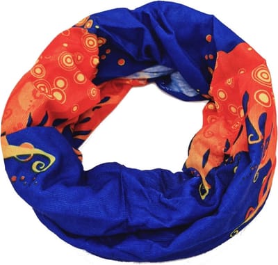 Haarsoires Haarband Multifunctioneel 45x25cm - Vlammen Patroon - Blauw Oranje - Elastische Stof - Bandana Col Nekwarmer - Sport Outdoor Casual - Unisex