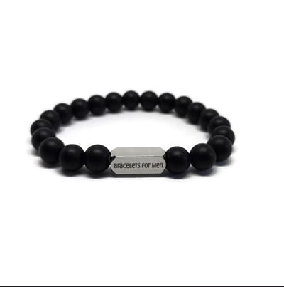 Armband Heren - Natuursteen - Heren - Black Latiano - Medium 17cm