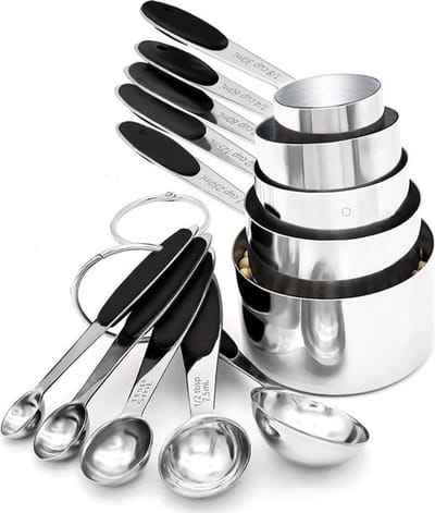 Daity 10-delige set - Maatlepels & Maatbekers - Hoogwaardig Roestvrij staal (RVS) - Maatlepel Set - Maat Cups & Spoons - met exacte hoeveelheden