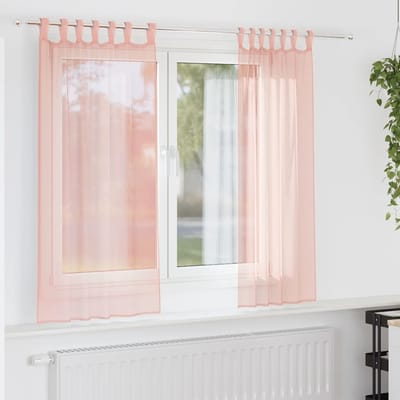 vidaXL - Gordijnen - voile - met - lussen - 2 - st - 140x140 - cm - roze