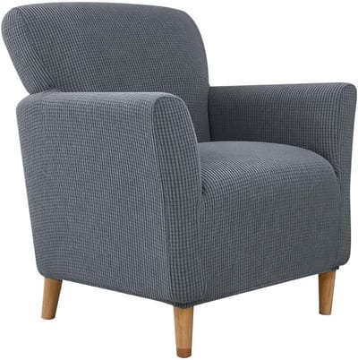 Verstelbare Stoelhoes, Rekbare en Ademende Bescherming, Eenvoudige Montage voor Woonkamer en Kantoor, Premium Jacquard Materiaal, Geschikt voor Gezinnen en Huisdieren (Donkergrijs)