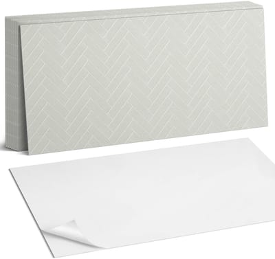 Coloray Plaktegels - Visgraatpatroon Zelfklevende Wandtegels - 40 cm x 20 cm - Romig Plaktegels - 10 stuks - Rechthoek PVC Tegels - Plaktegels Badkamer - Vloertegels Zelfklevend - Vinyl Tegels - Portugese Tegels
