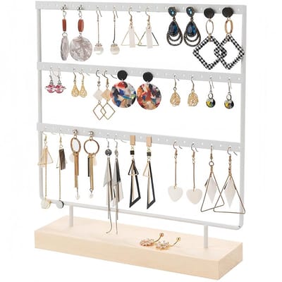 Allecto - Earring Holder Stand - Earring Organizer - Drie lagen design - Wit - Sieradenhouder - Geschikt voor lange oorbellen - Earring Display Stand