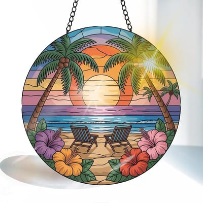 Kleurige Glazen Zonnenvanger 20cm, Decoratief Raam Ornament met Ketting en Haak, Ideaal voor Woonkamer, Tuin of Balkon, Perfecte Cadeau Idee