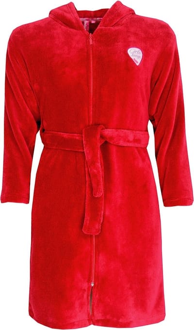 AnnaRebella Meisjes Badjas - Kamerjas - Fleece - Rood - Maat 152