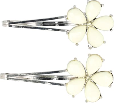 Haarsoires Haarspeld Schuifspeldjes 5cm - Bloem - Creme - Set van 2 - Haarklem - Haarclip - Haaraccessoires voor Dames & Kinderen - Hair Clip - Decoratieve Haaraccessoire