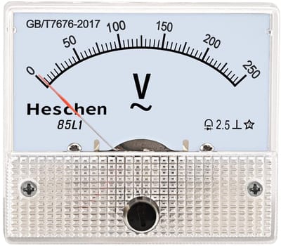 Paneel gemonteerde meter - Spanningsmeter voltmeter - Elektrische metingen - AC 0-250V bereik - 62x55mm gezicht - Wit