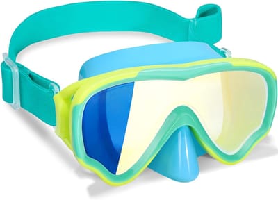 SnelShoppen - Kinder Zwembril Waterdicht Met Stofband Voor Kinderen Van 3 Tot 15 Jaar - 180 Graden Helder - Neus Bescherming - Perfect Voor Zwembad, S