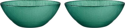 Vivalto Kommetjes/serveer schaaltjes/soepkommen - 2x - Murano - glas - D15 x H6 cm - groen - Stapelbaar