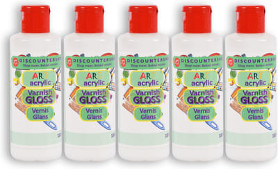 Discountershop Set van 5 Acrylvernis Glans Transparant | 100ml – Acrylvernis Waterbasis