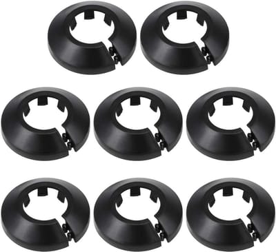 Waterleiding rozet - 8 stuks - Kraanrozet - Buisrozet - Kunststof - Radiatorrozet - Verwarmingsbuis installatiemateriaal - Radiatorbuis rozet - Voor buizen Ø 16 - 17mm - Zwart