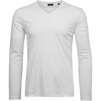 Ragman T-Shirt V-Neck Pima Cotton Luxury Longsleeve Wit / male
