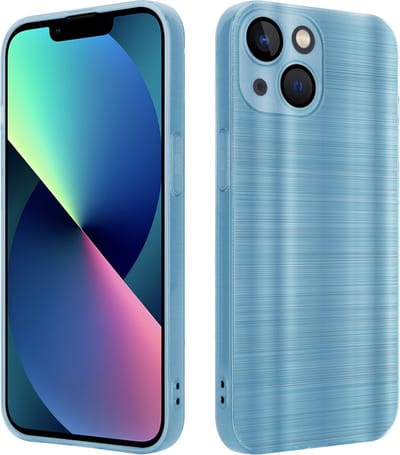 Cadorabo Hoesje geschikt voor Apple iPhone 14 PLUS in Brushed Turqoise - Beschermhoes Case Cover van flexibel TPU silicone in Brushed design