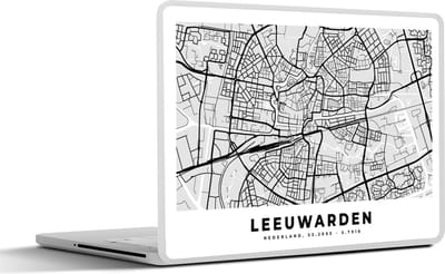Laptop sticker - 15.6 inch - Stadskaart - Nederland - Leeuwarden - 36x27,5cm - Laptopstickers - Laptop skin - Cover