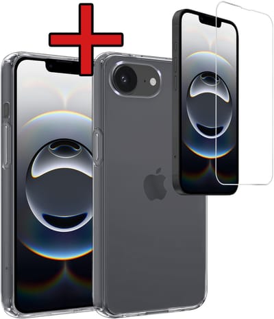 Hoesje - Met Screenprotector - Geschikt voor Apple iPhone 16e / 17e - Sterk & Shockproof - Telefoon Hoes - Back Cover - Siliconen Case - Telefoonhoes - Transparant