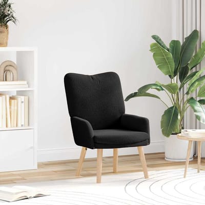 vidaXL - Fauteuil - Zwart - 63 - x - 67 - x - 94 - cm - Schapenstof - en - Bijkap