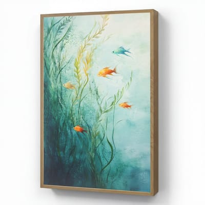Wandlamp 60x90 cm - Oplaadbaar - Waterplanten - Vissen - Kleurrijk - Water - Wandlampen binnen woonkamer - Slaapkamer lamp - Decoratieve nachtlamp - Vloerlamp draadloos