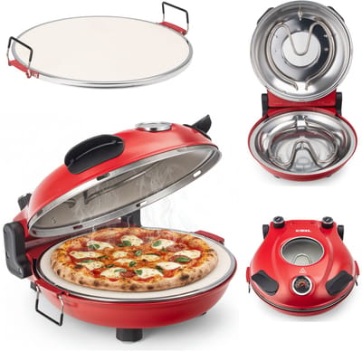 COIL Pizzaoven, pizzamachine, pizza-uitrusting, keukensteenoven, minipizzaoven, steendiameter: 31 cm, max. temperatuur: 420 °C, vermogen: 1200 W, 230 V/60 Hz