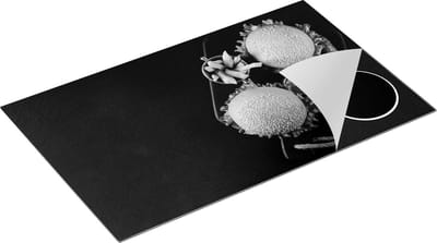 Chefcare Inductie Beschermer Hamburgers met Patat op een Zwarte Marmeren Plaat - Zwart Wit - 85x52 cm - Afdekplaat Inductie - Kookplaat Beschermer - Inductie Mat