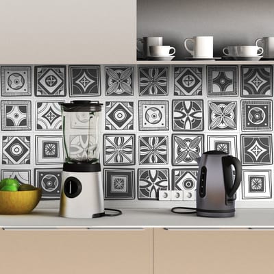 Zelfklevende tegelmuurstickers voor keuken en badkamer - 30 Azulejo tegelstickers in Venetiaans grijs - 30 stickers 20x20cm