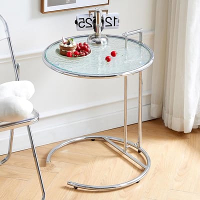 Glazen bijzettafel - C-vormige tafel - Ruimte verbeteren - Verstelbare hoogte - 50 kg draagkracht - Zwart