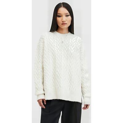 AllSaints Sirius Cable Crew Chalk White Taglia: XS | Maglioni a maglia Outlet | Donna | Bianco