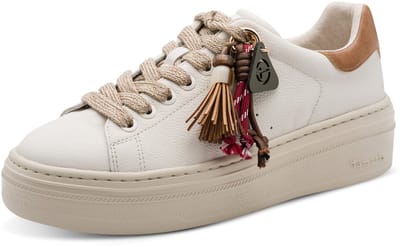 Tamaris dames leren sneaker 1-23775-47-430 dames veterschoen beige