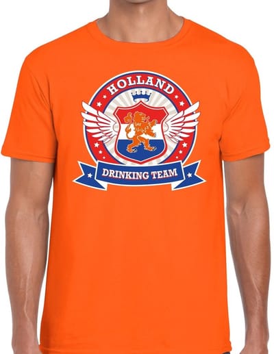 Oranje Holland drinking team t-shirt / t-shirt rwb heren - Nederland/supporter kleding S