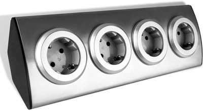 ORNO AE-1340(GS) 4-Voudige Hoekcontactdoos met Kinderbeveiliging - 45 ° Opbouwmontage - Ideaal voor Keuken, Kantoor en Werkblad - 3680W 16A