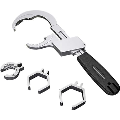 Badkamer Sleutelset Aluminiumlegering Verstelbaar Grote Opening Boogvertand Dubbelkoppig Wastafelsleutel white