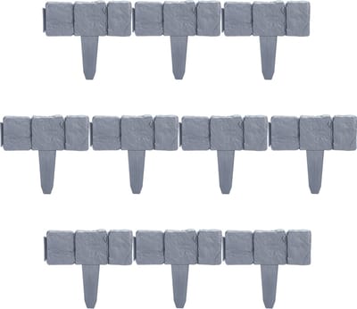 borderrand - set van 10 - kunststof - steenlook - 23 x 25 cm - grijs