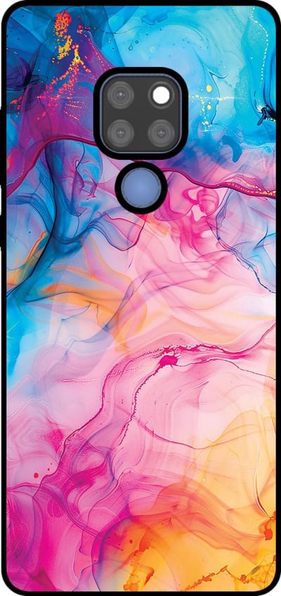 Smartphonica Telefoonhoesje Geschikt voor Huawei Mate 20 met Regenboog Acryl Marmer Opdruk - TPU Backcover Case Rainbow Acrylic Marble Design geschikt voor Huawei Mate 20