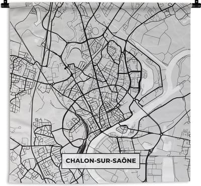 Wandkleed - Wanddoek - Stadskaart - Frankrijk - Kaart - Chalon-sur-Saône - Plattegrond - 180x180 cm - Wandtapijt