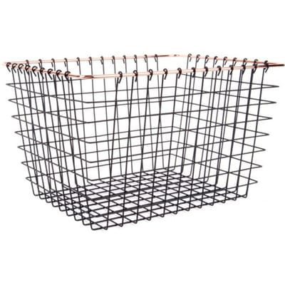 Present Time (Pt,)- Decoratieve opbergmand - Metaal - 35x35cm -Zwart/Koper